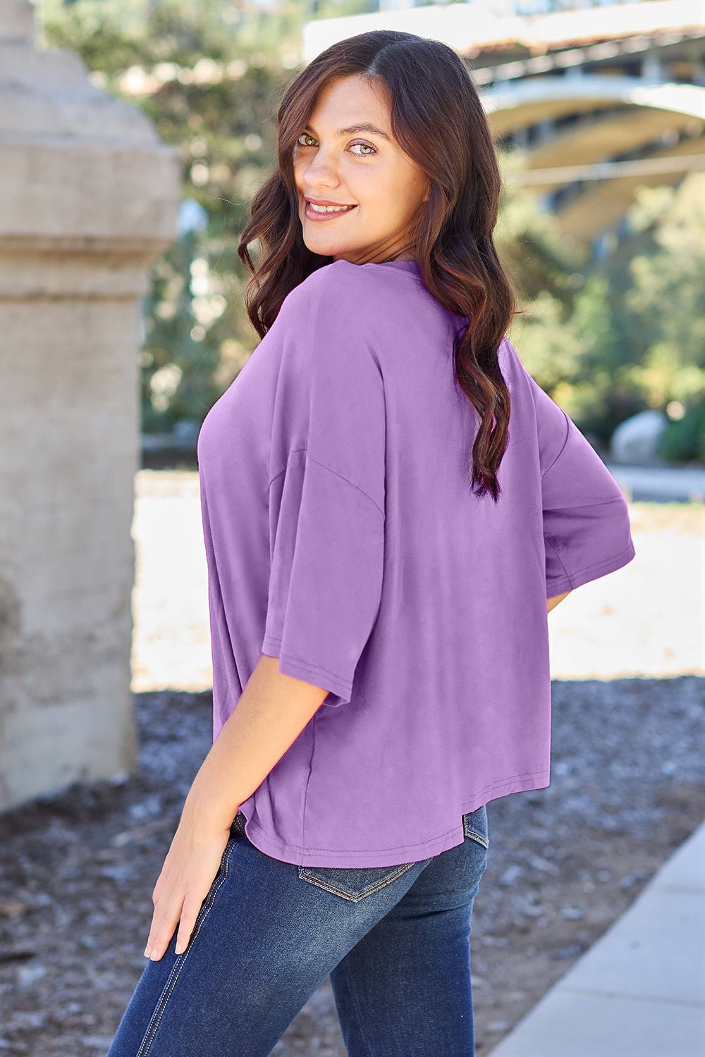 Basic Bae Bamboo Full Size Round Neck Drop Shoulder T-Shirt - Loulou Boutique