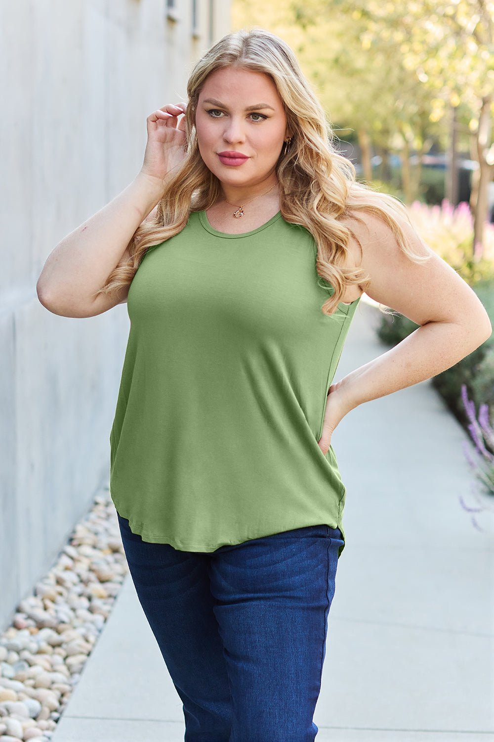 Basic Bae Bamboo Full Size Round Neck Tank - Loulou Boutique