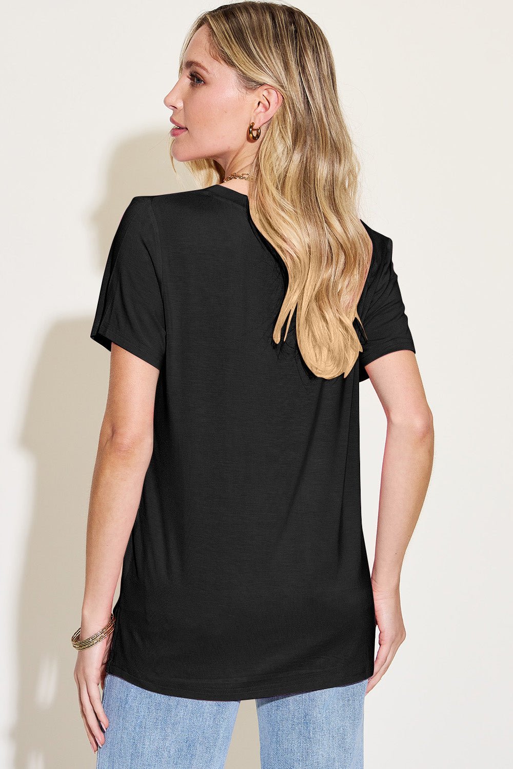 Basic Bae Bamboo Full Size V-Neck High-Low T-Shirt - Loulou Boutique