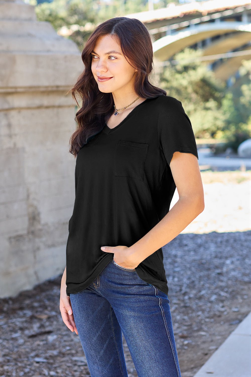 Basic Bae Bamboo Full Size V-Neck Short Sleeve T-Shirt - Loulou Boutique