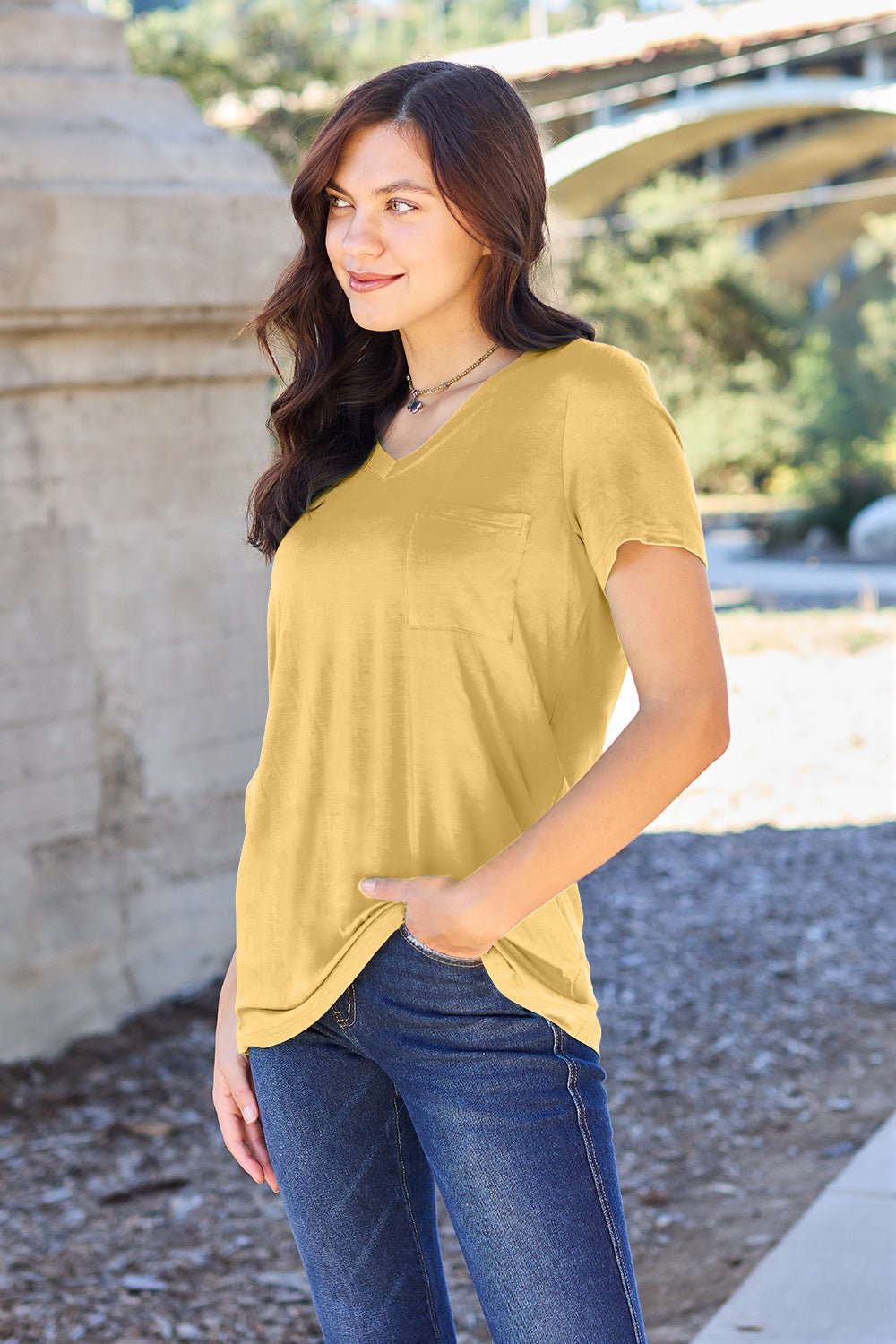 Basic Bae Bamboo Full Size V-Neck Short Sleeve T-Shirt - Loulou Boutique