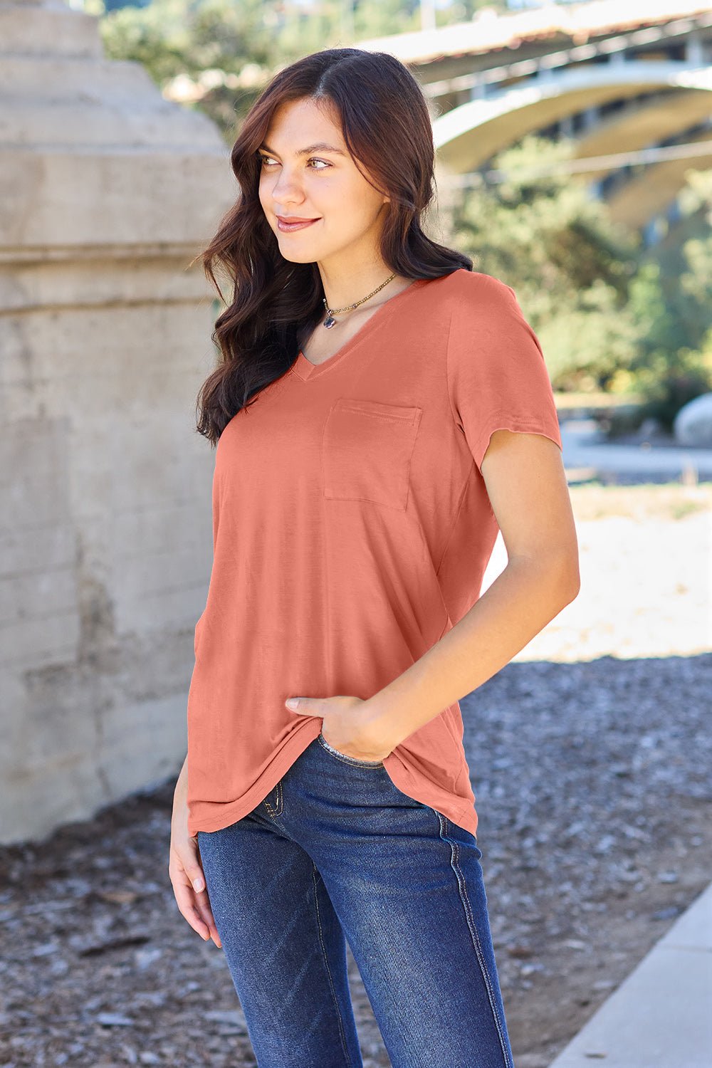 Basic Bae Bamboo Full Size V-Neck Short Sleeve T-Shirt - Loulou Boutique