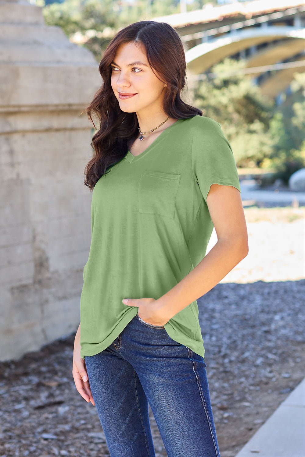 Basic Bae Bamboo Full Size V-Neck Short Sleeve T-Shirt - Loulou Boutique