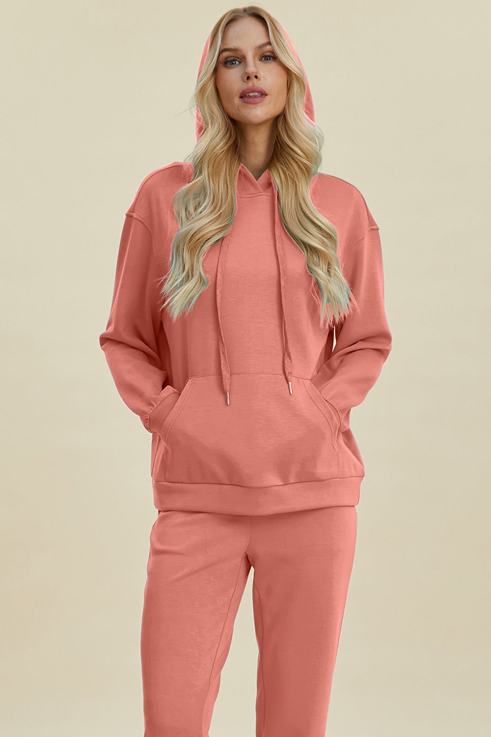 Basic Bae Full Size Air Scuba Drawstring Long Sleeve Hoodie with Kangaroo Pocket - Loulou Boutique