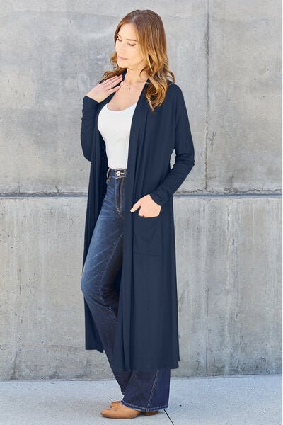 Basic Bae Full Size Open Front Long Sleeve Cover Up - Loulou Boutique