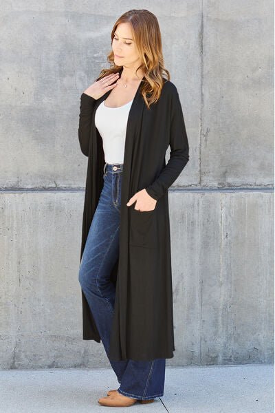 Basic Bae Full Size Open Front Long Sleeve Cover Up - Loulou Boutique