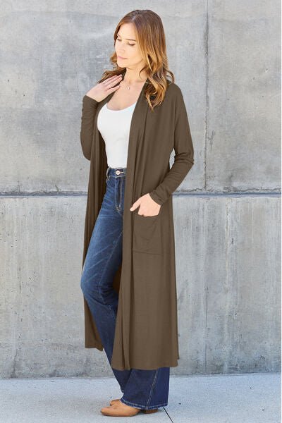 Basic Bae Full Size Open Front Long Sleeve Cover Up - Loulou Boutique