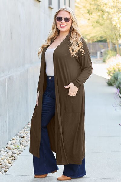 Basic Bae Full Size Open Front Long Sleeve Cover Up - Loulou Boutique