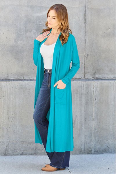 Basic Bae Full Size Open Front Long Sleeve Cover Up - Loulou Boutique