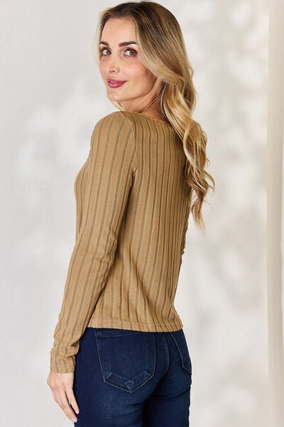 Basic Bae Full Size Ribbed Long Sleeve T-Shirt - Loulou Boutique