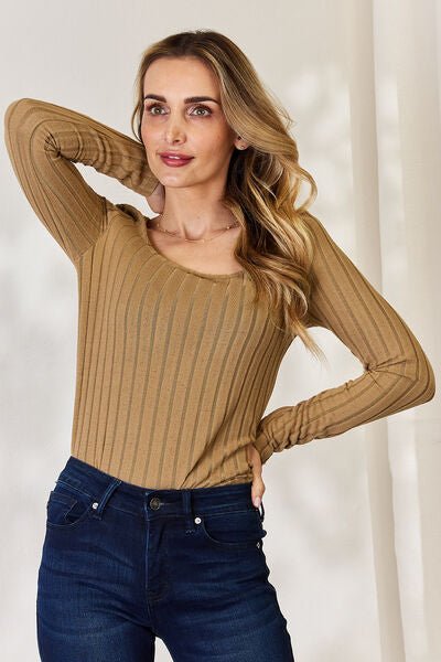 Basic Bae Full Size Ribbed Long Sleeve T-Shirt - Loulou Boutique