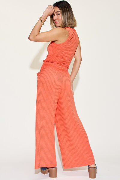 Basic Bae Full Size Ribbed Tank and Wide Leg Pants Set - Loulou Boutique