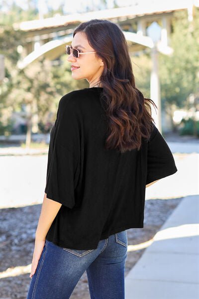 Basic Bae Full Size Round Neck Drop Shoulder T-Shirt - Loulou Boutique