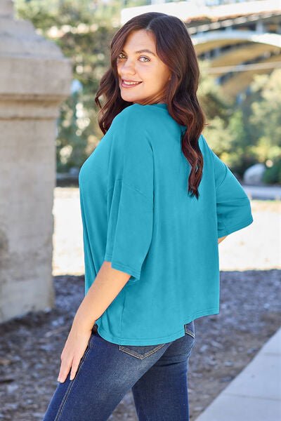 Basic Bae Full Size Round Neck Drop Shoulder T-Shirt - Loulou Boutique