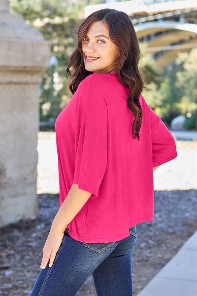 Basic Bae Full Size Round Neck Drop Shoulder T-Shirt - Loulou Boutique