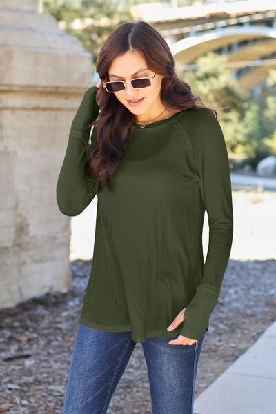 Basic Bae Full Size Round Neck Long Sleeve T-Shirt - Loulou Boutique