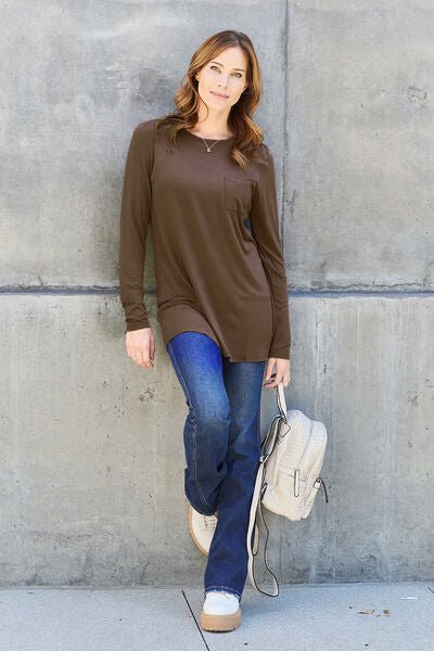 Basic Bae Full Size Round Neck Long Sleeve Top - Loulou Boutique