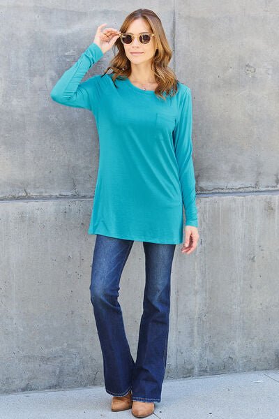 Basic Bae Full Size Round Neck Long Sleeve Top - Loulou Boutique