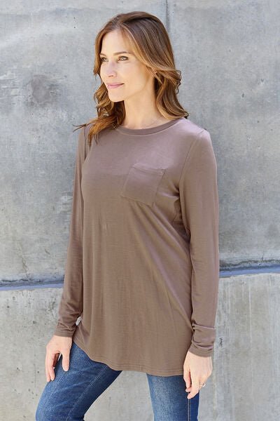 Basic Bae Full Size Round Neck Long Sleeve Top - Loulou Boutique