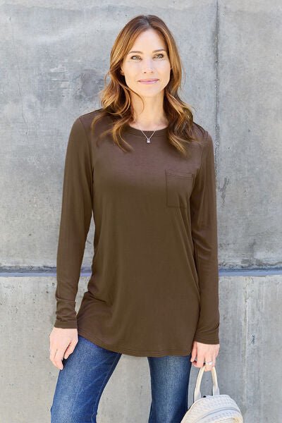 Basic Bae Full Size Round Neck Long Sleeve Top - Loulou Boutique