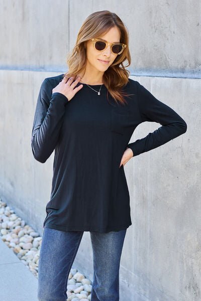 Basic Bae Full Size Round Neck Long Sleeve Top - Loulou Boutique