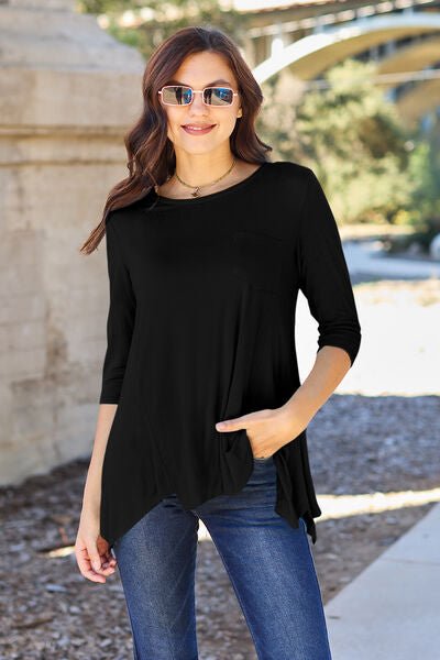 Basic Bae Full Size Round Neck Pocketed T-Shirt - Loulou Boutique