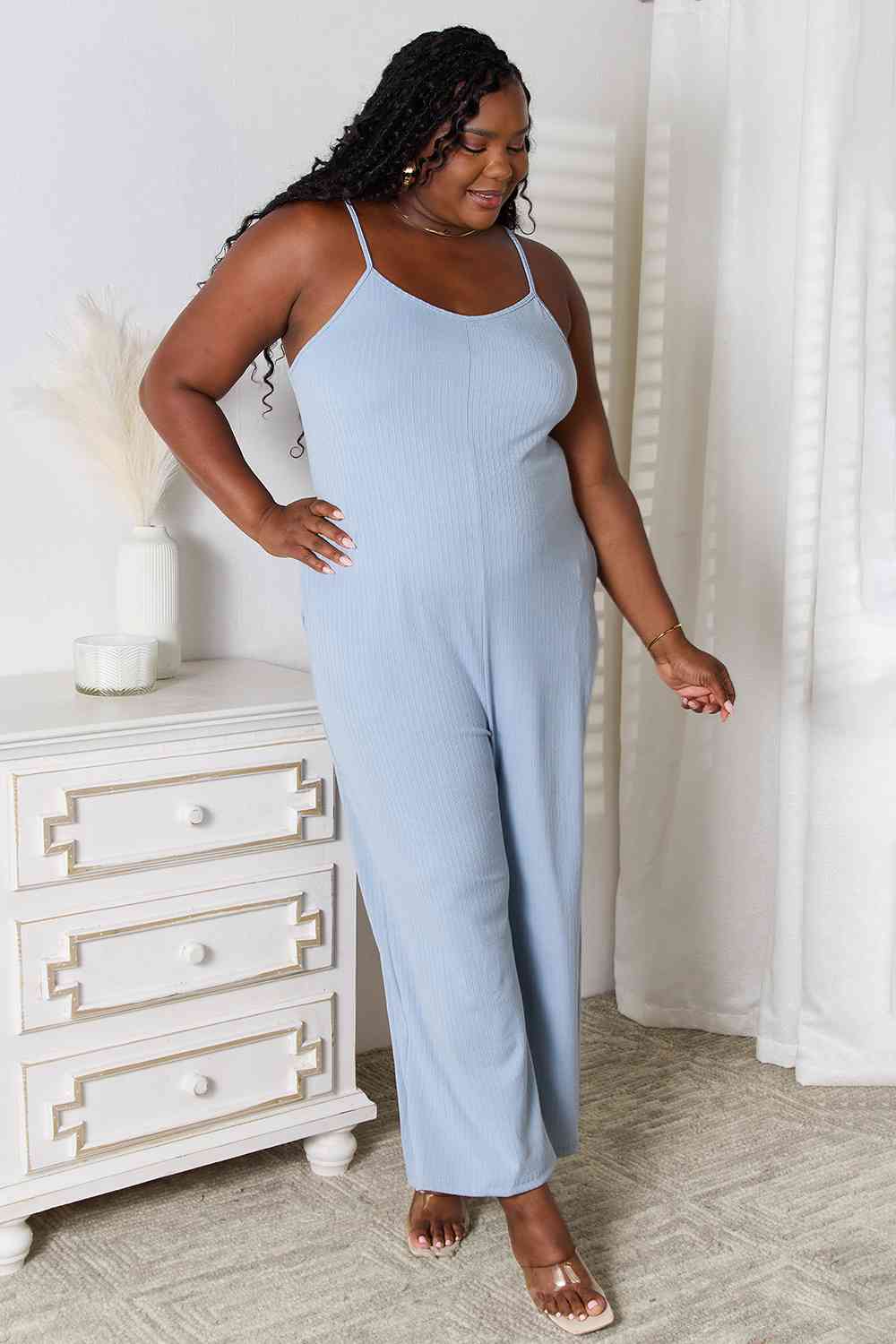 Basic Bae Full Size Spaghetti Strap V-Neck Jumpsuit - Loulou Boutique