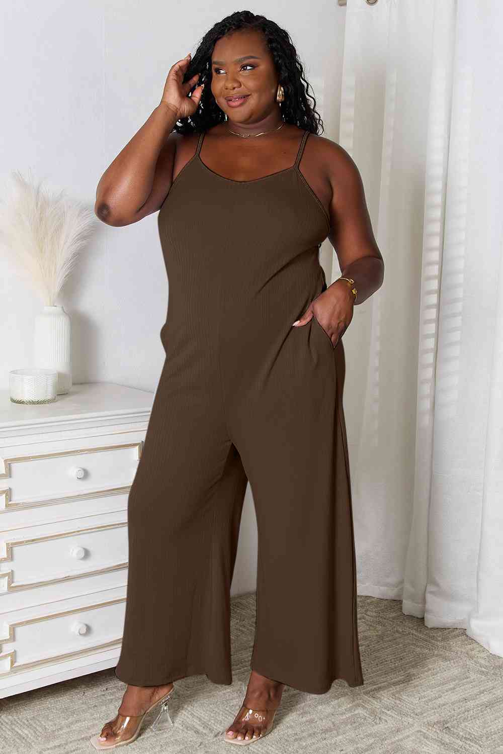 Basic Bae Full Size Spaghetti Strap V-Neck Jumpsuit - Loulou Boutique