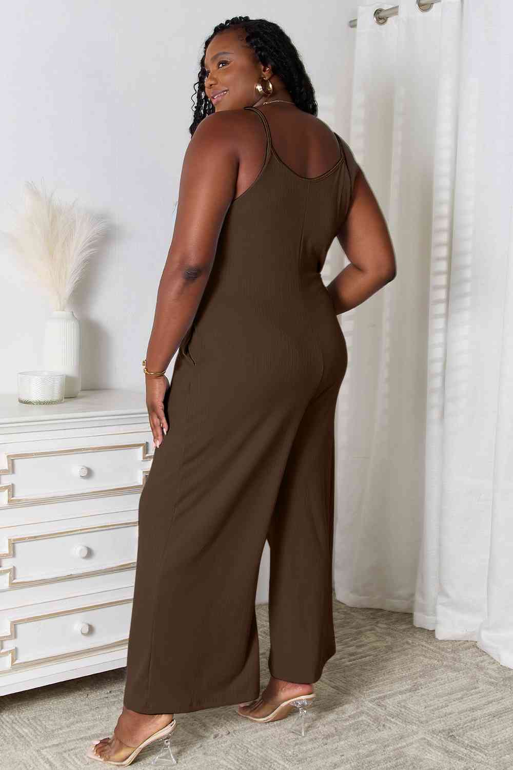 Basic Bae Full Size Spaghetti Strap V-Neck Jumpsuit - Loulou Boutique