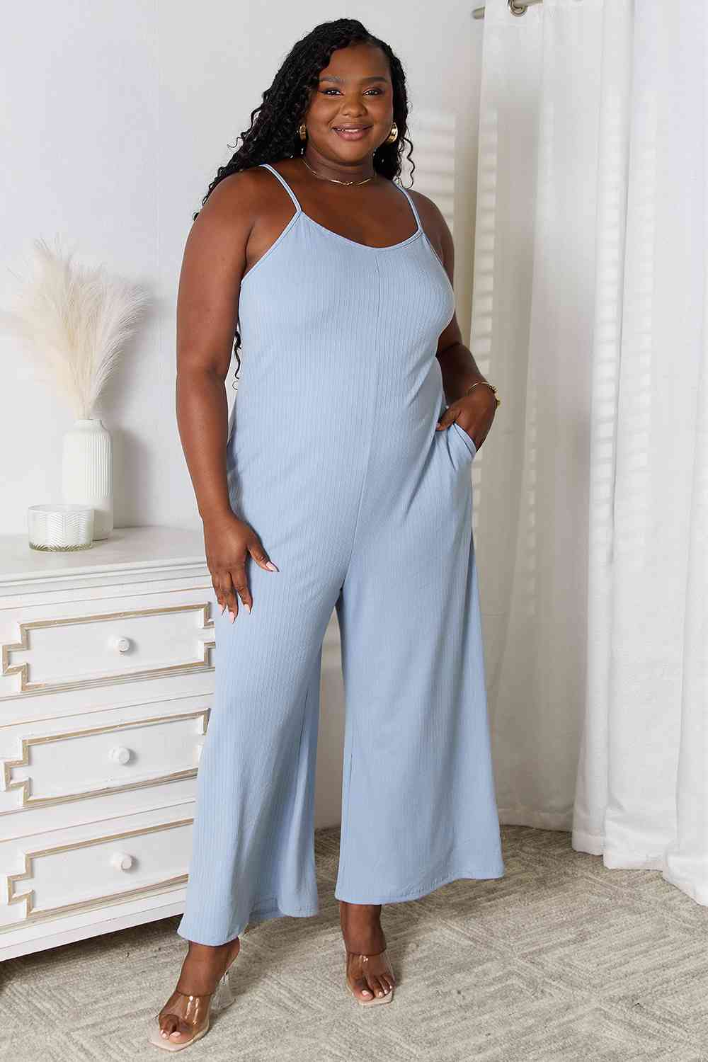 Basic Bae Full Size Spaghetti Strap V-Neck Jumpsuit - Loulou Boutique