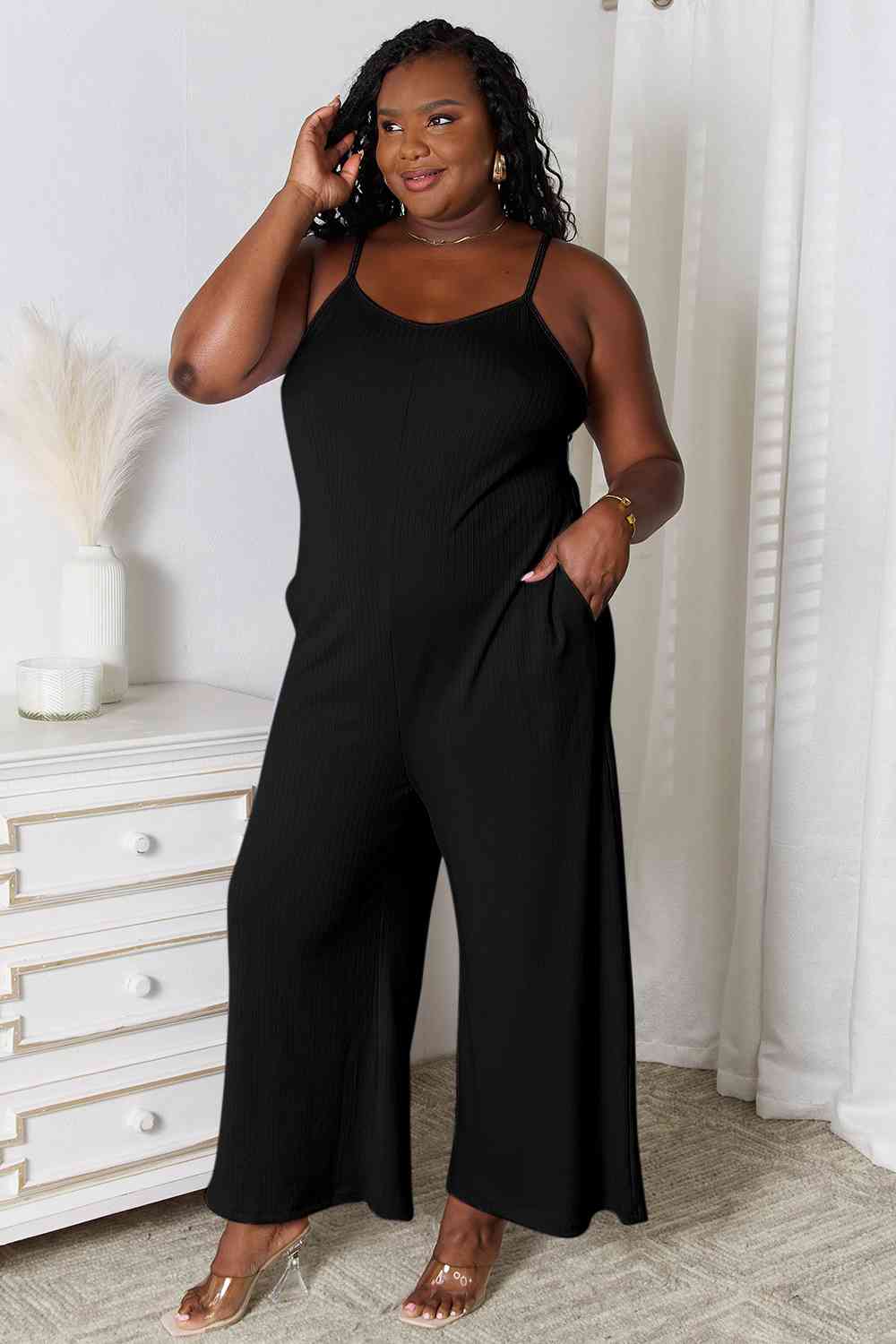 Basic Bae Full Size Spaghetti Strap V-Neck Jumpsuit - Loulou Boutique