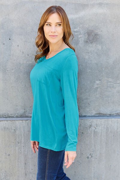 Basic Bae Full Size V-Neck Long Sleeve Top - Loulou Boutique