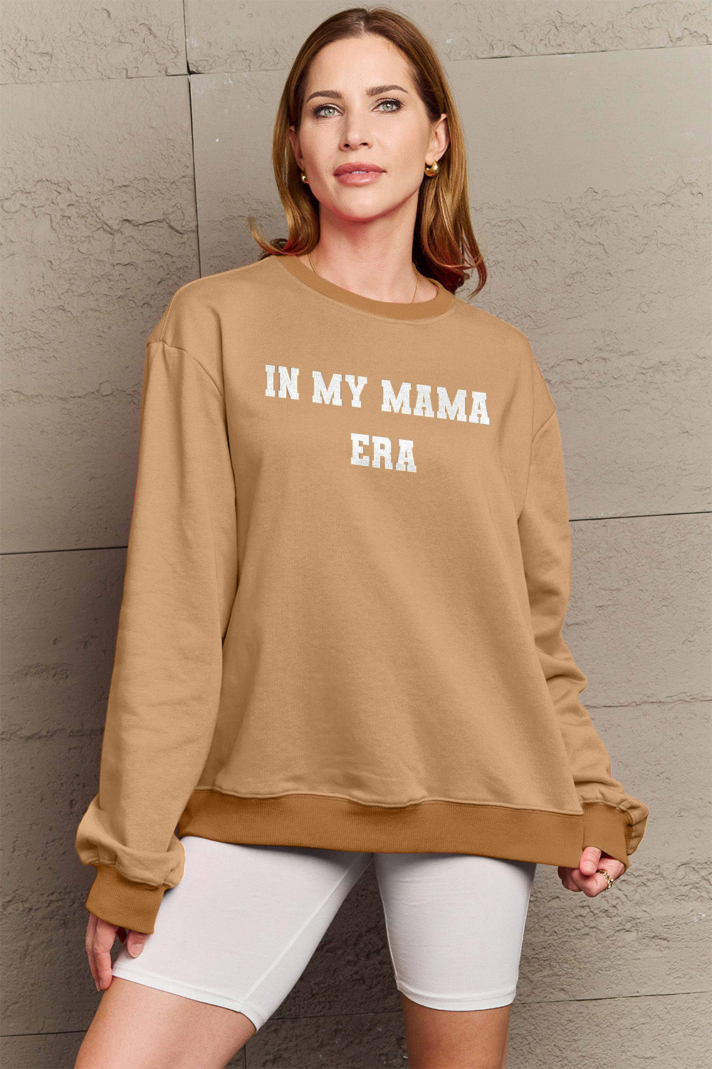 Simply Love Full Size IN MY MAMA EAR Graphic Sweatshirt