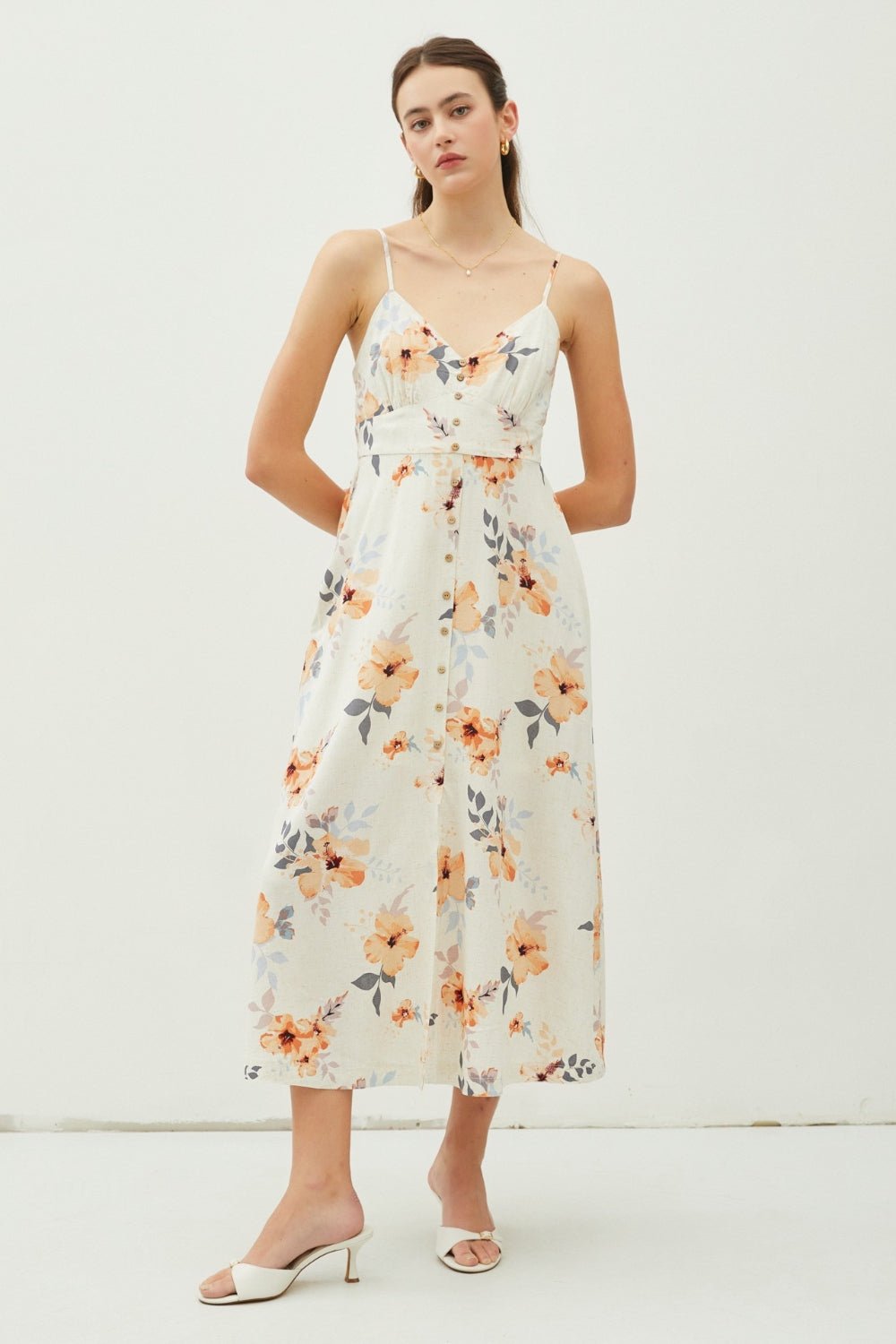 Be Cool Floral Button Down Cami Midi Dress - Loulou Boutique