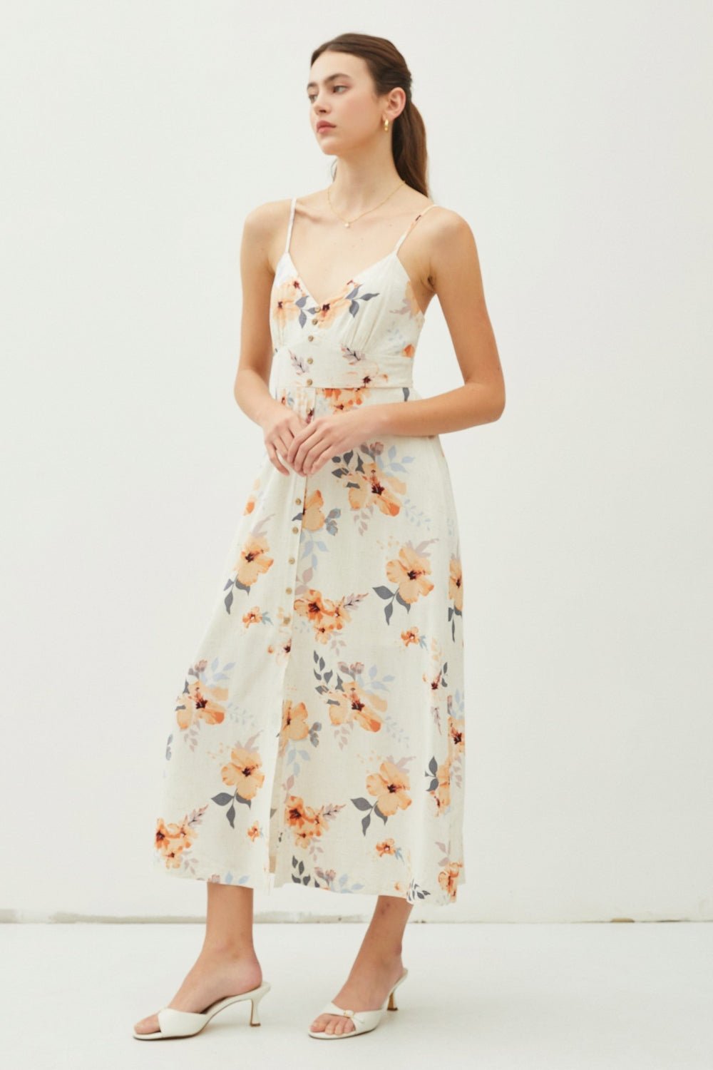 Be Cool Floral Button Down Cami Midi Dress - Loulou Boutique