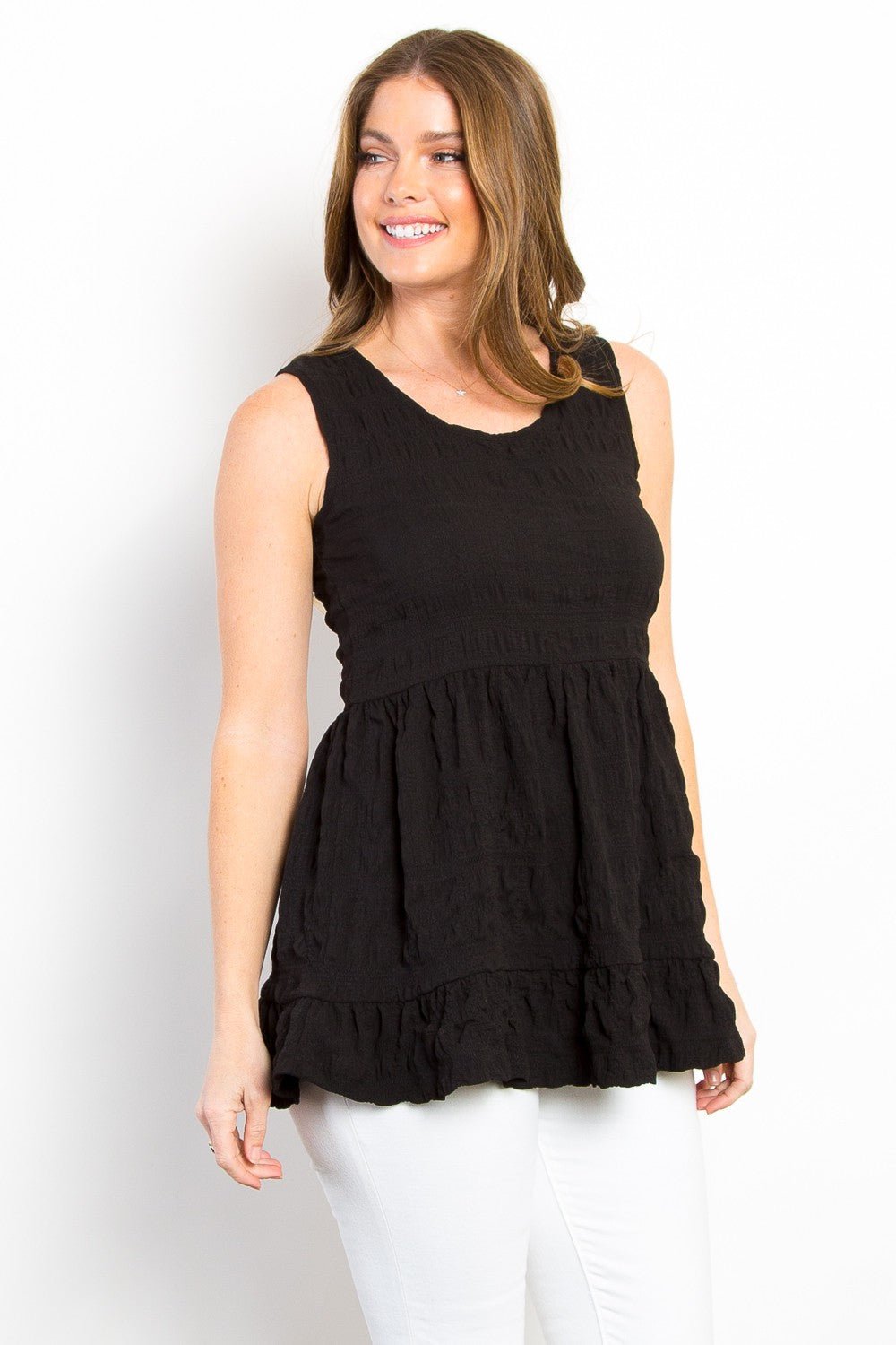 Be Stage Ruffled Sleeveless Babydoll Top - Loulou Boutique