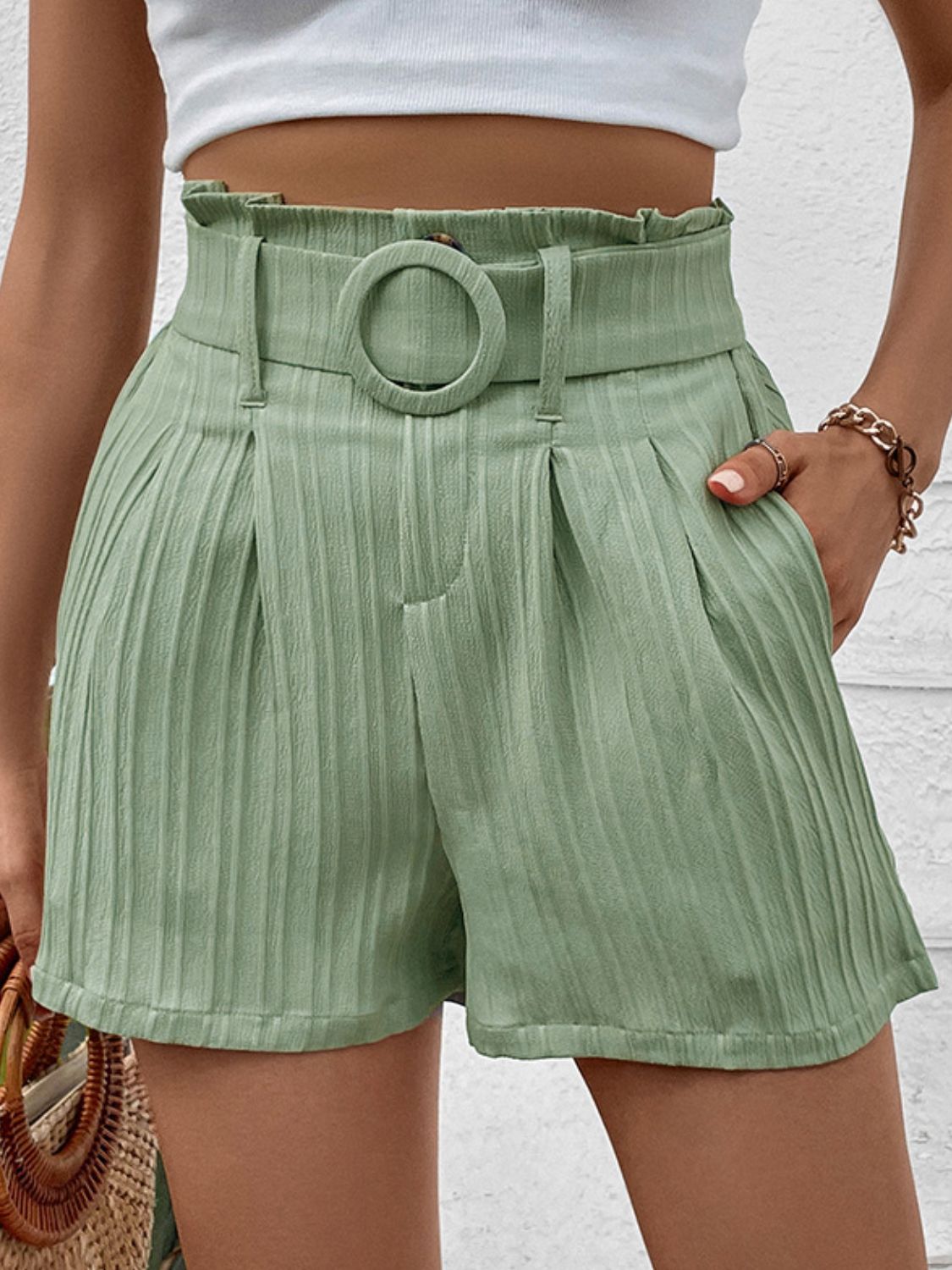 Belted Shorts with Pockets - Loulou Boutique