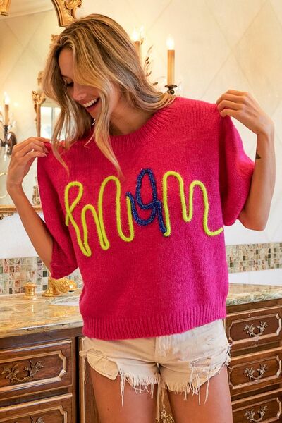 BiBi MOM Contrast Round Neck Sweater - Loulou Boutique