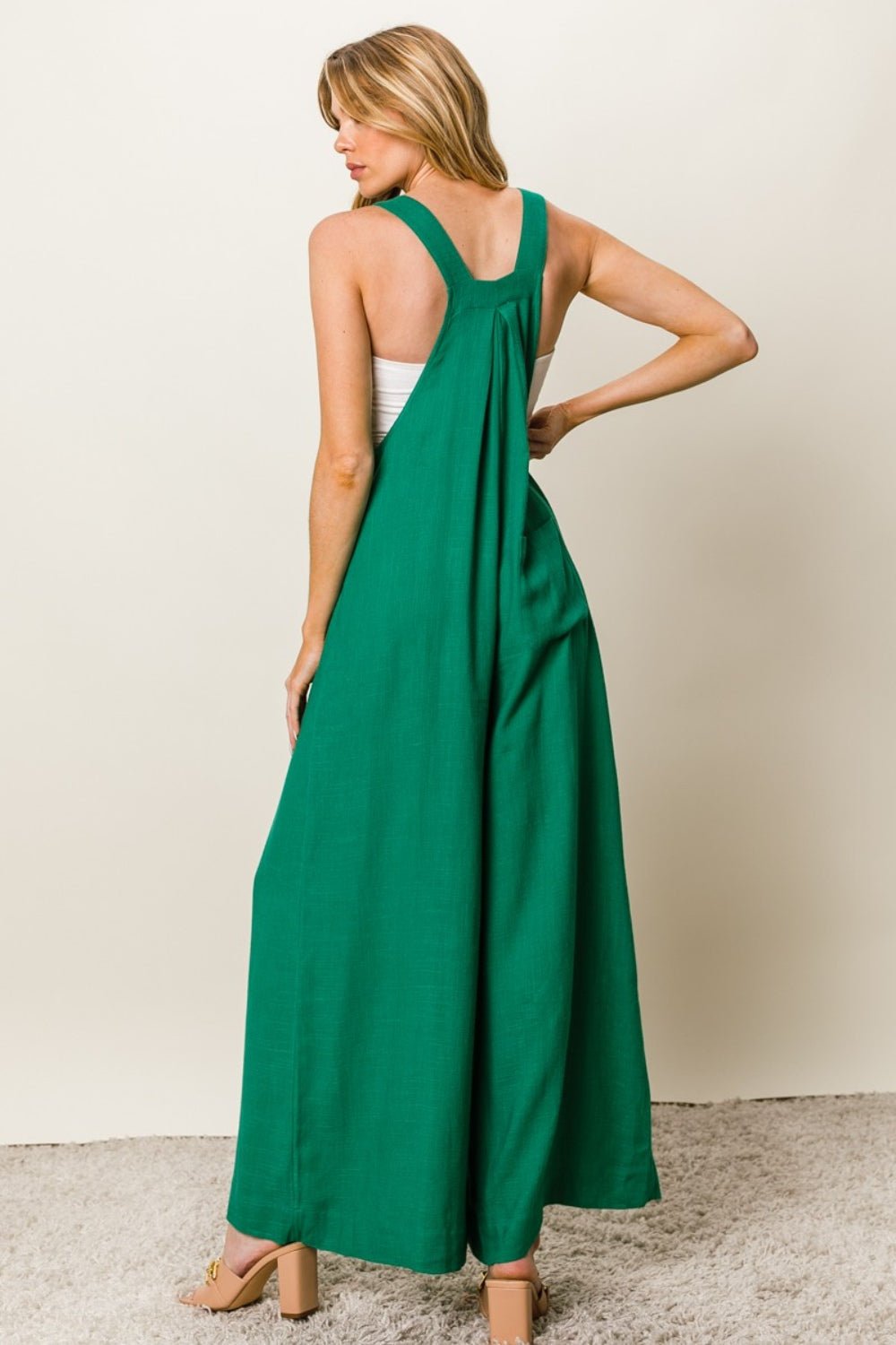 BiBi Texture Sleeveless Wide Leg Jumpsuit - Loulou Boutique