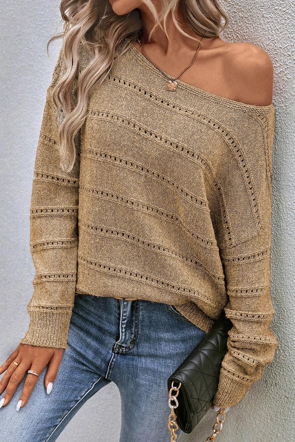 Boat Neck Dropped Shoulder Sweater - Loulou Boutique