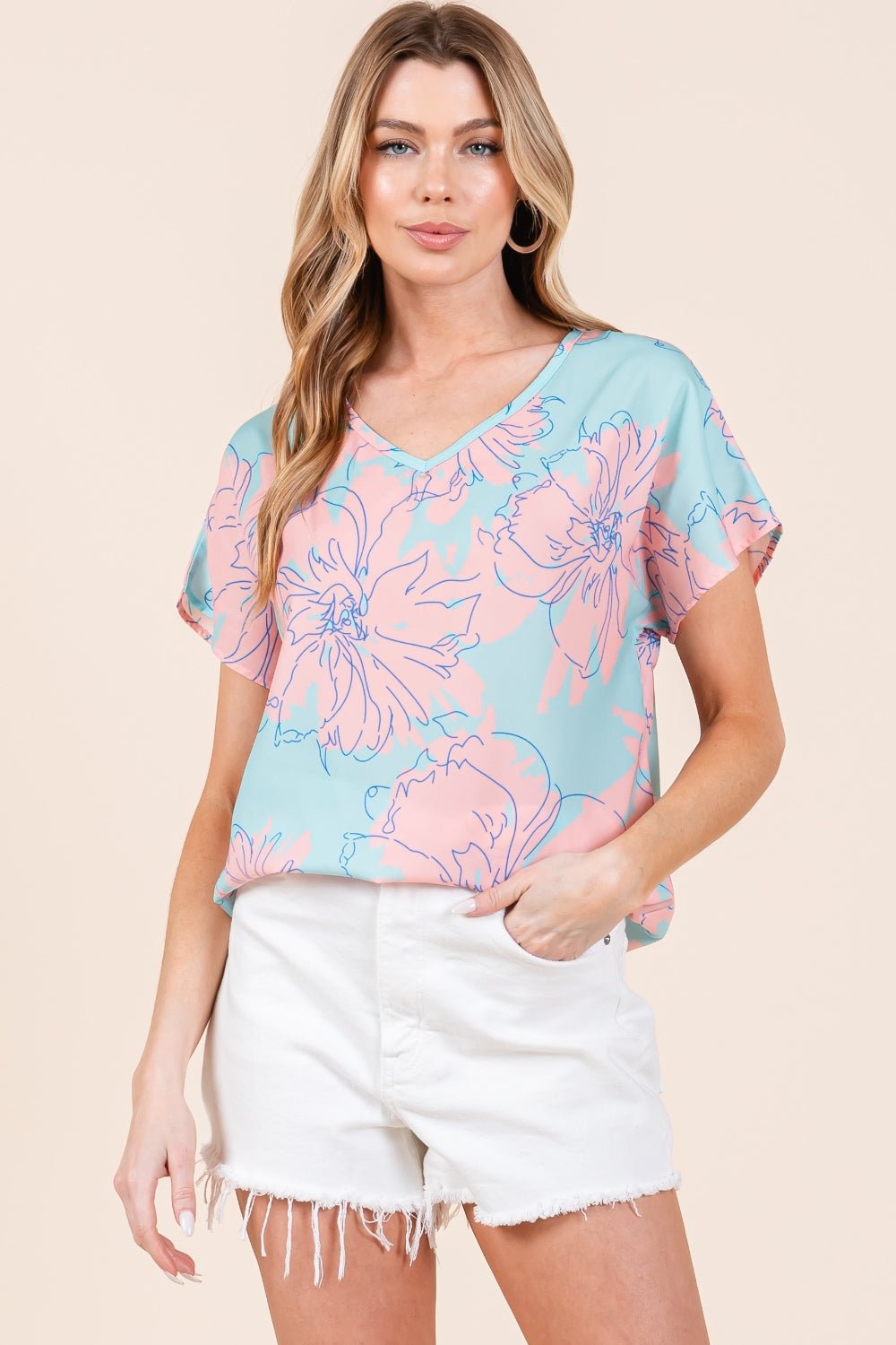 BOMBOM Floral Short Sleeve T-Shirt - Loulou Boutique