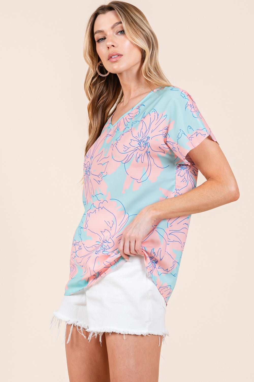 BOMBOM Floral Short Sleeve T-Shirt - Loulou Boutique