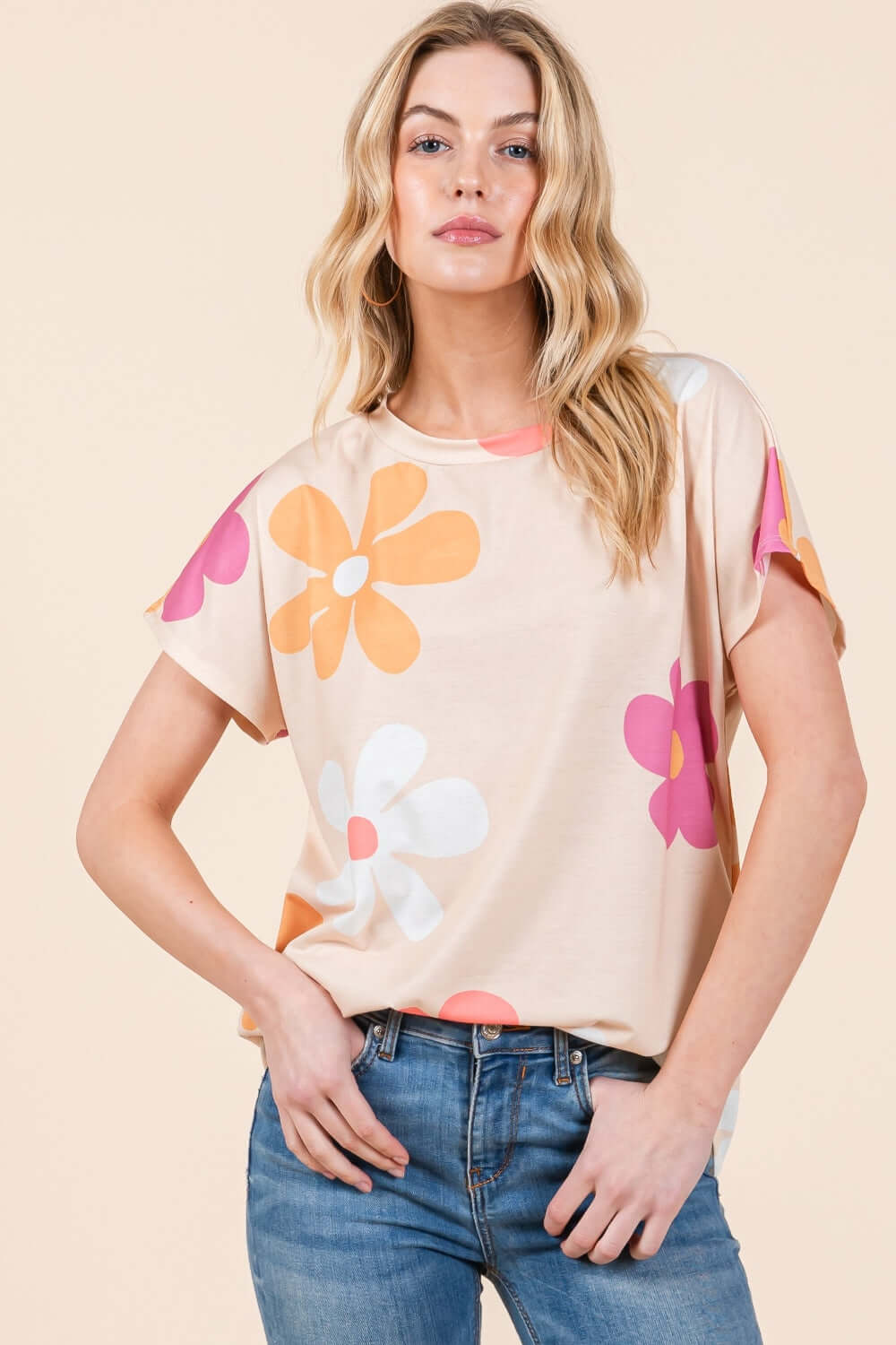 BOMBOM Floral Short Sleeve T-Shirt - Loulou Boutique