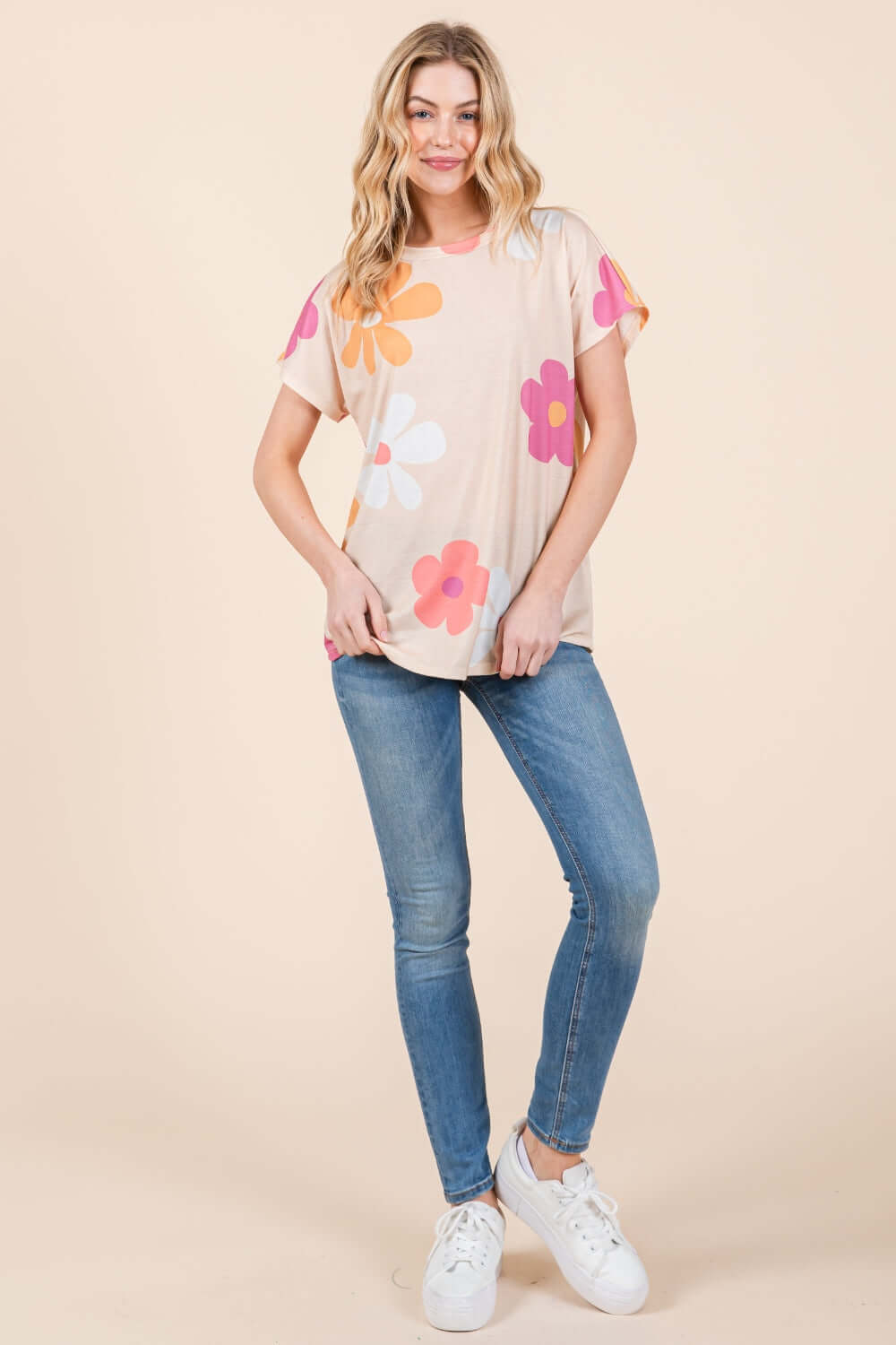 BOMBOM Floral Short Sleeve T-Shirt - Loulou Boutique