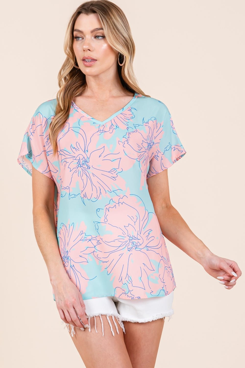 BOMBOM Floral Short Sleeve T-Shirt - Loulou Boutique