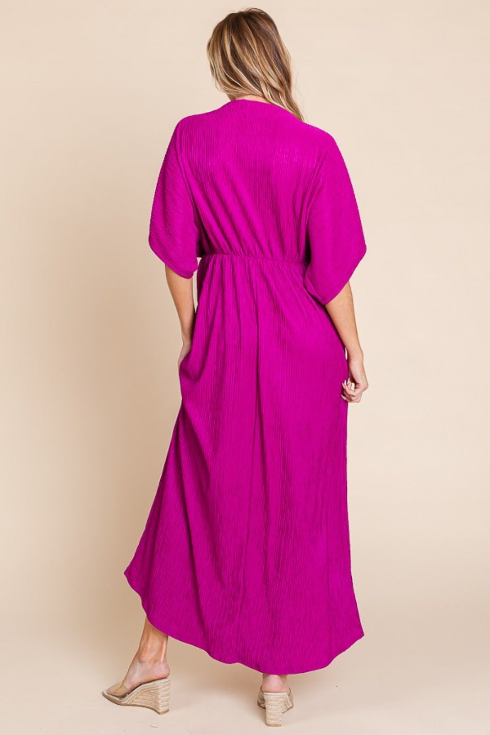 BOMBOM Surplice Maxi Dress with Pockets - Loulou Boutique