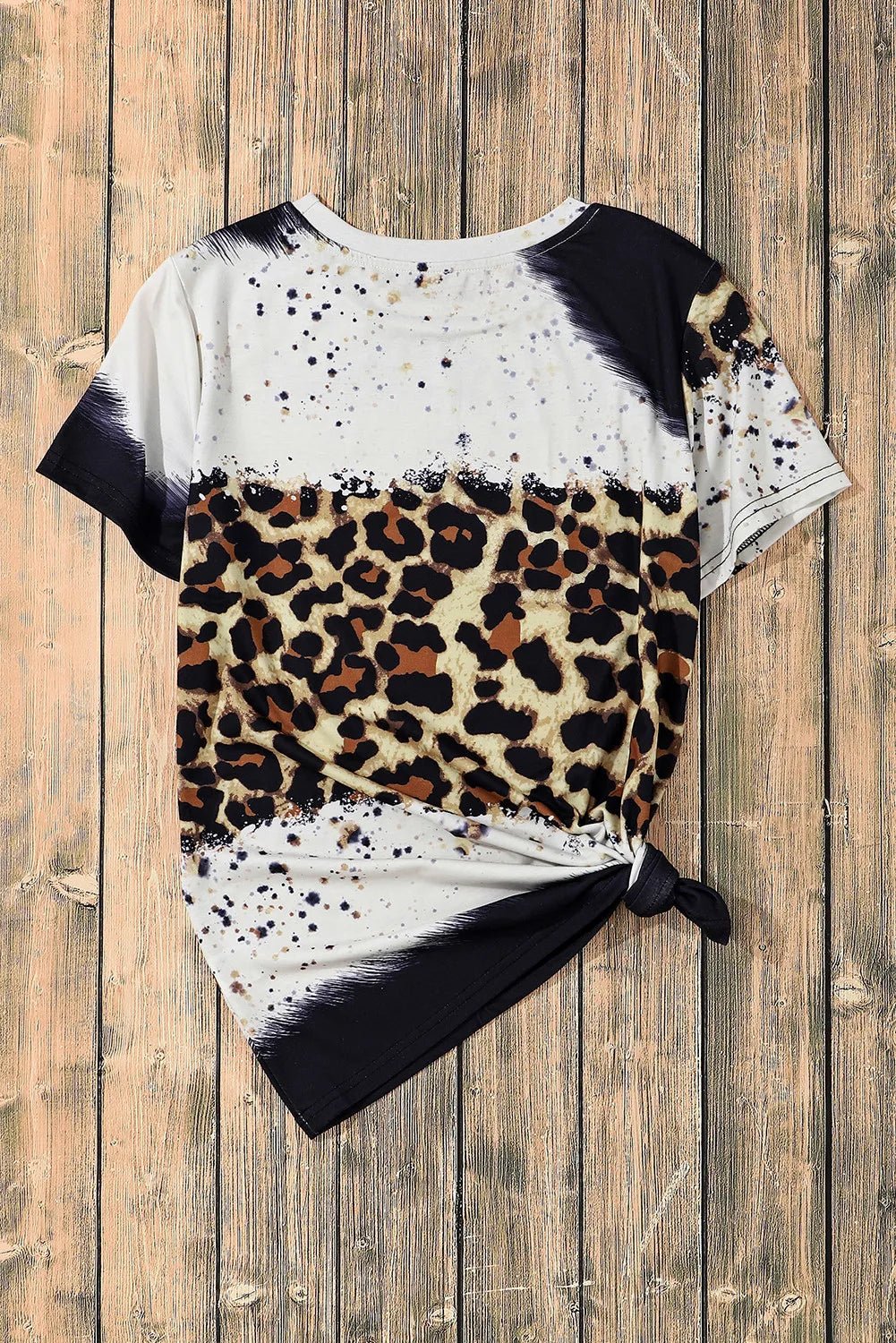 Bow Graphic Leopard Round Neck Short Sleeve T-Shirt - Loulou Boutique