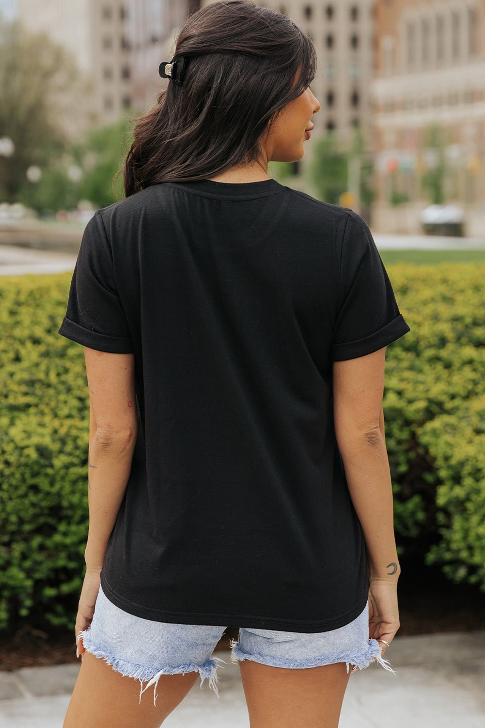 Bow Graphic Round Neck Short Sleeve T-Shirt - Loulou Boutique