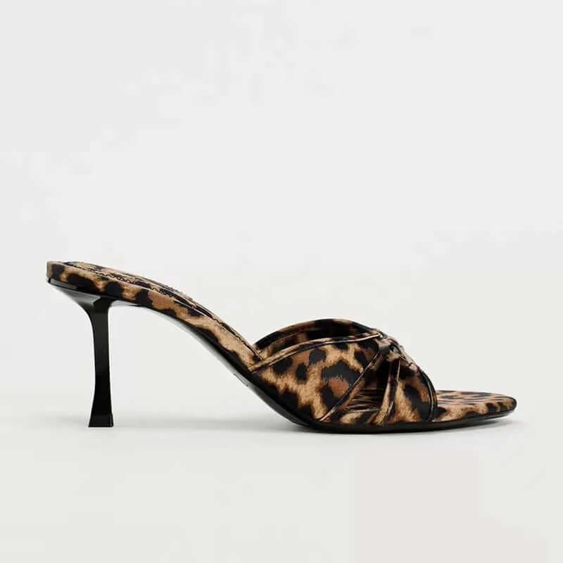 Bow Leopard Kitten Heel Sandals - Loulou Boutique