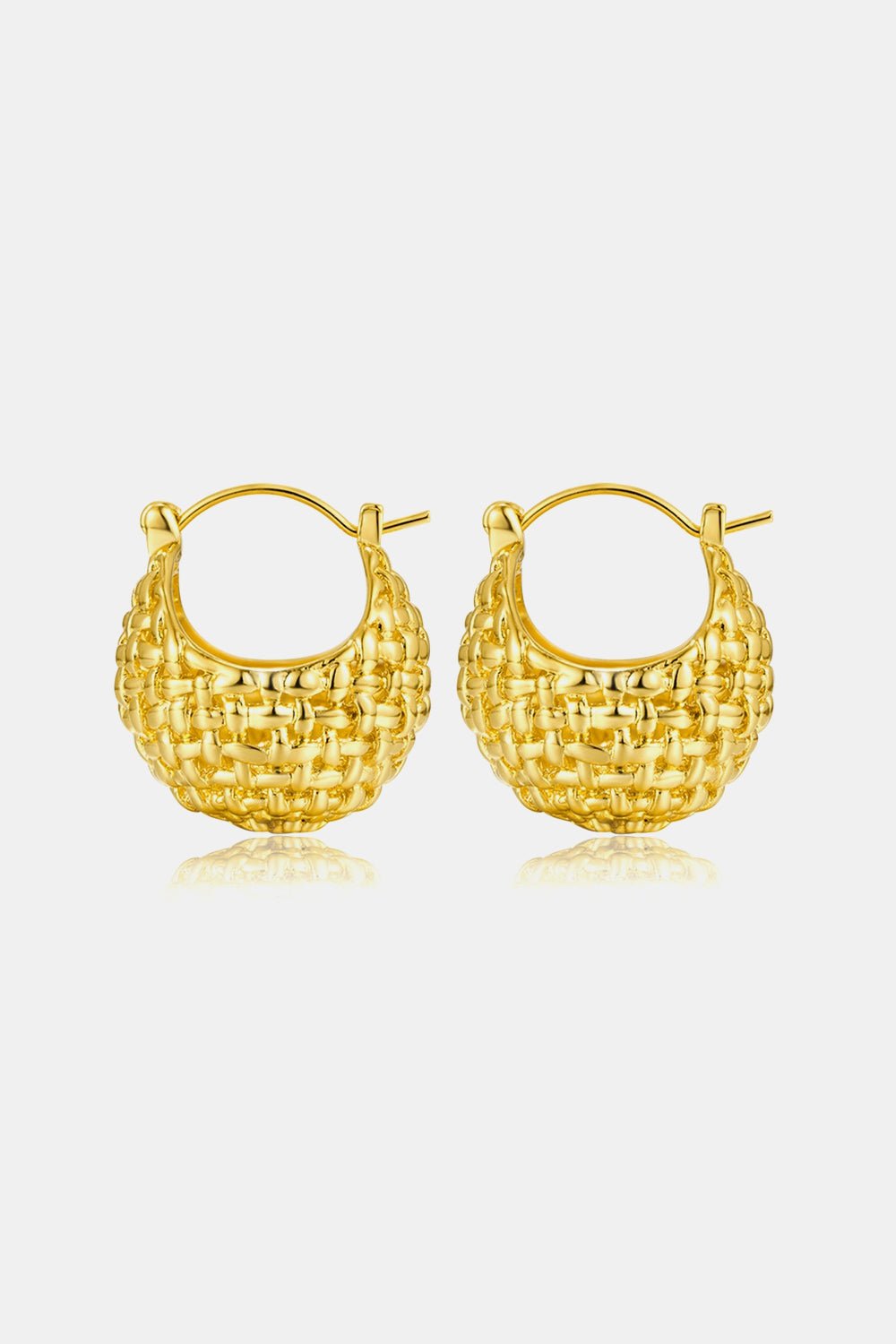 Braided Basket Metal Hoop Earrings - Loulou Boutique